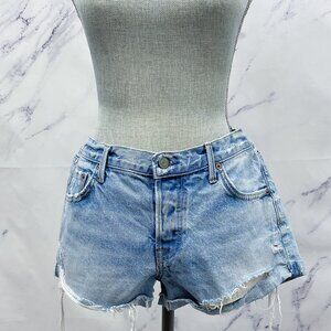 GRLFRND | “Adriana” Button Fly Roll Hem Cut Off Denim Shorts